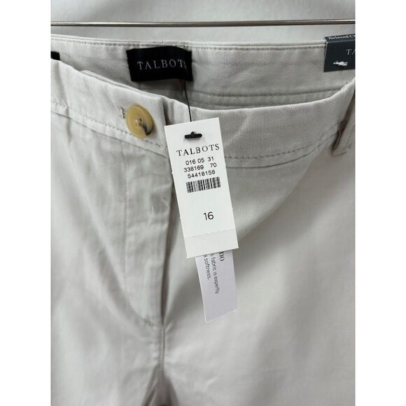 Talbots NWT Relaxed Chino Pants 16 light khaki beige stretch cotton ankle solid - Picture 4 of 8